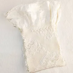 美品★帯揚げ 絞り 中抜き 正絹 オフホワイト 金糸 和装小物 礼装 成人式 203