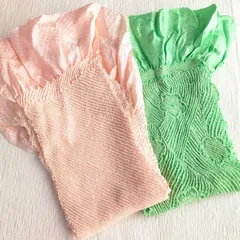 帯揚げ2枚★絞り 中抜き 正絹 ピンク グリーン おまとめ セット 和装小物 成人式 振袖 カジュアル 204