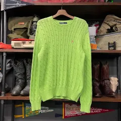 ポロ ラルフローレン ポニー ロゴ ケーブル編み ニット セーター グリーン