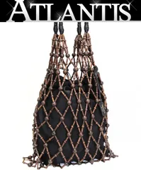 極美品 プラダ PRADA 巾着 トートバッグ ウッドビーズ×ナイロン×レザー ブラウン×黒 2020SS 【73188】