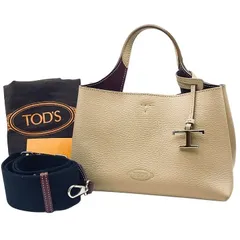 美品 TODS トッズ Tタイムレス マイクロ ハンド ショルダーバッグ 2way ベージュ ショルダーストラップ／保存袋