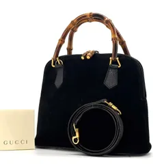 静かに品格をまとう✨　GUCCI　バンブー ショルダーバッグ 2WAY スエード バンブータッセル ディアマンテ ワンショルダー　ブラック