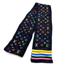LOUIS VUITTON ルイヴィトン　バンドー　マルチカラー　モノグラム　スカーフ　ブラック　ヴィンテージ