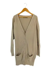 ザラ ZARA ロング ニット カーディガン ポケット 羽織 無地 リブ サイズM ベージュ QQQ