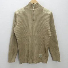 G■エディーバウアー/EDDIEBAUER ハーフジップニットセーター/コットン【S】ベージュ/men's/41【中古】■