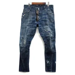 ディースクエアード DSQUARED2 ダメージ加工 バイカー デニム パンツ ジーンズ Tidy Biker Jean インディゴ 46 S71LB0511 ☆AA★