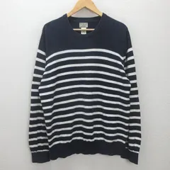 G■エルエルビーン/L.L.bean ニットセーター/ボーダー柄 【XL】紺白/men's/7【中古】■
