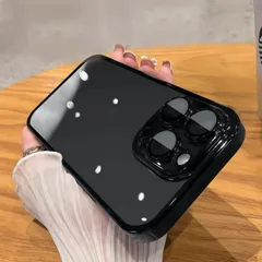 iPhone 13Pro 用 超薄透明 落下防止 保護ケース レンズフィルム オールインクルーシブ シンプル カバー13プロ (ブラック×クリア)R1234