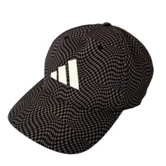 adidas アディダス ゴルフ キャップ チェック柄 ブラック グレー ロゴ入り 調節可能 ONE SIZE FITS MOST OSFX 57〜60cm ポリエステル100％ ゴルフウェア メンズ レディース IU3294 正規品