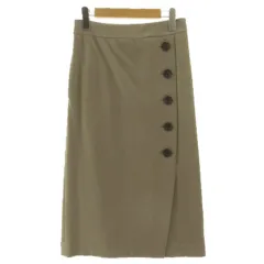 23区 オンワード樫山 ボタンラップ風スカート ミモレ丈 ストレッチ ベージュ系 ベージュブラウン系 36