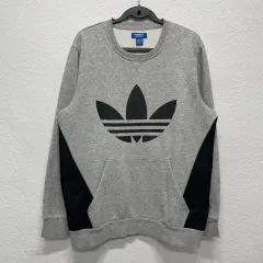 US-L アディダス 起毛 ビックロゴ ポケット スウェット Tシャツ N1334