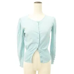 エムズグレイシー M'S GRACY ニット カーディガン ビジューボタン 38 Mサイズ 水色 スカイブルー ■YHS9