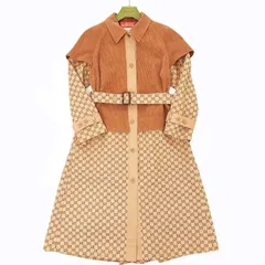 グッチ GUCCI 23AW コーデュロイ&GGジャガード トレンチコート モノグラム ジャケット ロングコート ベルト付 652306 茶 ブラウン 40 約M 1205のサムネイル