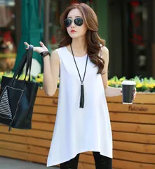 新品 タンクトップ レディース ノースリーブ Uネック　ロング チュニック ワンピース   ゆったり カットソー　Tシャツ 無地夏 トップス　レイヤードトップス 重ね着 レイヤード コーデ mlbzb