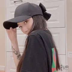 新品 バックリボン キャップ 帽子 紫外線対策 深め ベースボールキャップ 後ろリボン バックシャン リボン 黒 ブラック かわいい おしゃれ トレンド mlftm