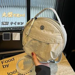 新品 ショルダーバッグ レディース 丸型 未使用 ハンドバッグ 斜めがけ 手提げ ミニバッグ 軽い 小さめ 2wayカバン 肩掛け 軽量 トートバッグ ファスナー付き 撥水 ナイロンバッグ 手持ち シンプル 鞄 おしゃれ mliii