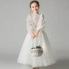 新品 お姫様 発表会ドレス ピアノ 長袖ドレス 子供  フォーマル キッズ チュールワンピース ふんわり感 ロングワンピース 女の子 フレアワンピース ジュニア 結婚式 お誕生日 写真 プレゼント 姫系 子供服 卒業式 mlgts