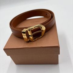 【美品】MIU MIU スクエアバックル レザー ベルト ダークブラウン 中古 美品】MIU MIU スクエアバックル レザー ベルト ダークブラウン 中古