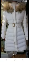 白ファー フード ロング ダウン コート