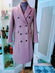 紫 ダブル ボタン ロング コート