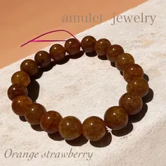 天然石　10.5mm  オレンジストロベリークォーツ 内周16cm Over 置物　ブレスレット