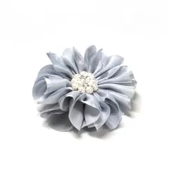 ライトブルー パール装飾 お花モチーフ コサージュ