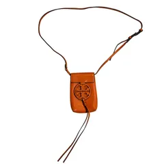C421 Tory Burch トリーバーチ  ロゴ スマートフォン スマホ ポシェット ミラー フォン クロスボディ バッグ オレンジ レザー レディース