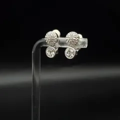 美品 SWAROVSKI スワロフスキー イヤリング パヴェ ドロップ クリスタル ラインストーン シルバーカラー 上品 揺れる きらきら ギフト プレゼント 贈り物