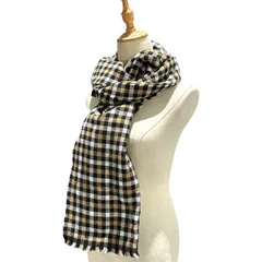 Acne Studios(アクネストゥディオズ) Embroidered Logo Wool Tartan Check Scarf 刺繍 ロゴ ウール タータン チェック マフラー ブラック×ブラウン