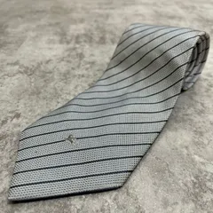 【BURBERRY】レジメンタルストライプネクタイ　グレー　ロゴ入り　ホースロゴ