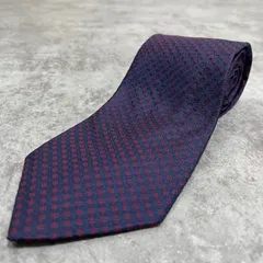 【Dior Homme】チェック柄ネクタイ　ネイビー　レッド　バイカラー　ドット　細チェック
