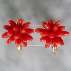 サンゴ風 イヤリング