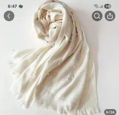 アイボリー パール 装飾 スカーフ ショール