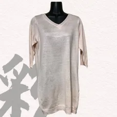 NICE　CLAUP　ナイスクラップ　チュニック　セーター　ニット　ピンク　レディース　七分丈　Vネック