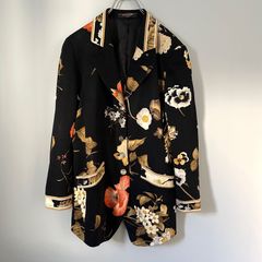 LEONARD レオナール 金ボタン 花柄 黒 L ジャケット ブラック ゴールド