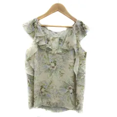 ダイアグラム グレースコンチネンタル Diagram GRACE CONTINENTAL ブラウス カットソー ノースリーブ ラウンドネック 花柄 フリル 36 S マルチカラー ライトベージュ /YS19