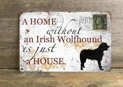 【rish Wolfhound/アイリッシュ・ウルフハウンド】 メタルプレート メッセージ 犬 雑貨 グッズ アート ポスター おしゃれ インテリア 壁飾り アンティーク風 246