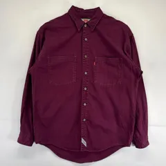 古着 リーバイス Levi's 長袖シャツ デニムシャツ 無地 金具ボタン ボタンフライ ワンポイントロゴ M  レッド メンズ