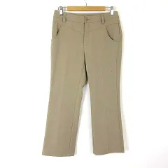 クレージュ courreges パンツ ストレート 裏起毛 ロゴ 刺繍 センタープレス ストレッチ L 40 ベージュ