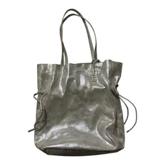  ROROL ロロル シルバー レザー トートバッグ 巾着デザイン ゴールド金具  【Z1724】 