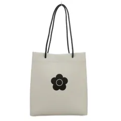 マリークワント MARY QUANT トートバッグ デイジーモチーフ ボーダー柄 白 ホワイト 黒 ブラック /NU