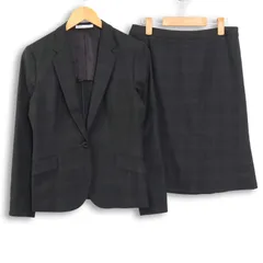 LES MUES レミュー 秋冬★ チェック ジャケット スカート セットアップ スーツ Sz.ジャケットL スカートM レディース