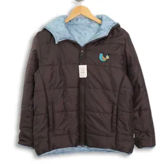 【新品 未使用】 rough ラフ 秋冬 リバーシブル★ 裏地自然モチーフ フード ブルゾン ジャケット Sz.F レディース