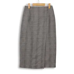 Aperi nano universe ナノユニバース 秋冬★ グレンチェック タイト ペンシル ミディ丈 スカート Sz.38 レディース 日本製