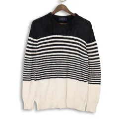 SHIPS JET BLUE シップス 秋冬★ ボーダー クルーネック ニット セーター Sz.L メンズのサムネイル