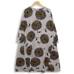 【新品 未使用】 BARNDOOR バーンドア 花柄 フラワー 裏起毛 長袖 ロング ワンピース Sz.3L レディース 大きいサイズ 特大