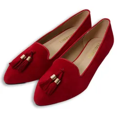 LIBERTYDOLL リバティドール 秋冬★ タッセル フラット タッセル オペラ パンプス 靴 Sz.LL レディース 赤 大きいサイズ