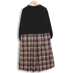 【新品 未使用】 Viola e Viola ヴィオラエヴィオラ 秋冬 チェック ドッキング ワンピース Sz.3L レディース 黒 大きい 特大