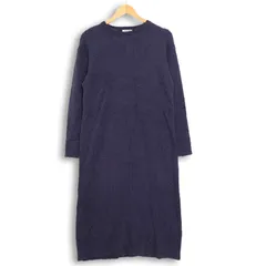 【新品 未使用】 studio CLIP スタジオクリップ 秋冬 ライト ブークレ ニット ロング ワンピース Sz.F レディース ネイビー
