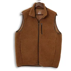 MUJI 無印良品 秋冬 ストレッチ ボア フリース★ フルジップ ベスト Sz.L メンズ キャメル